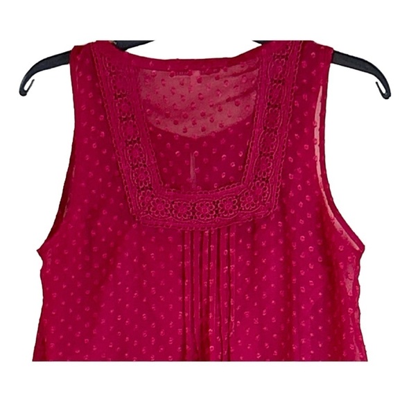 Daniel Rainn Women's Raised Dot Lace Crochet Cranberry  Peasant Blouse Sz Small - Picture 4 of 8